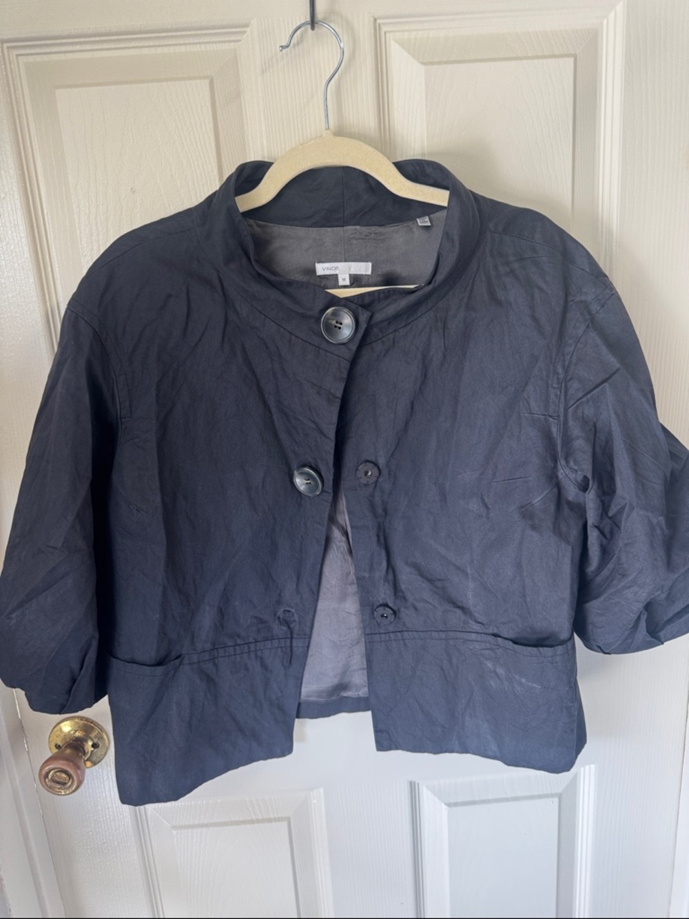 Vince Cropped Black Button-Front Jacket